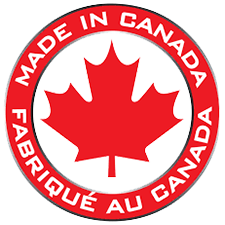 Made in Canada certification badge featuring a red maple leaf and bilingual text 'Fabriqué au Canada'. Symbol of high-quality Canadian-made supplements, pharmaceuticals, and health products.